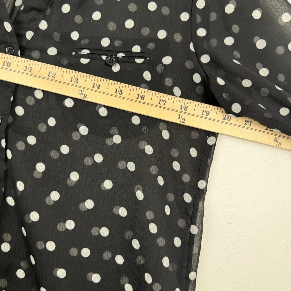 KUT from the Kloth Blouse Women's Medium Black Polka Dot Chiffon Button Front - Picture 14 of 15